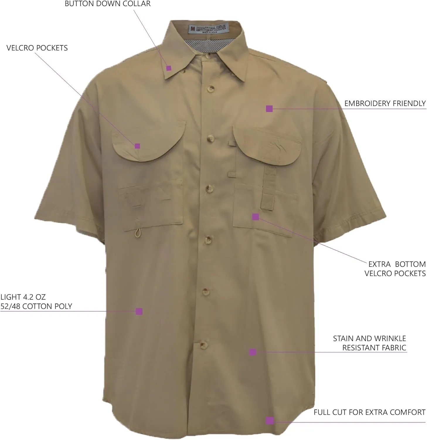 Mens Fishing Shirt Short Sleeve Button Down Quick Dry Outdoor Hiking Shirt Lightweight Breathable