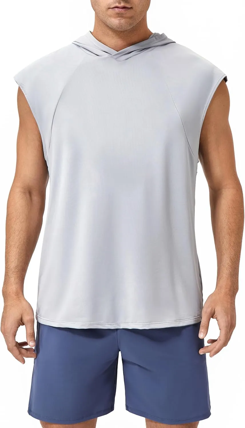 Men's Hooded Tank Tops Summer Sleeveless Workout Gym Hoodies Athletic Bodybuilding Muscle Cut Off Sports T Shirts