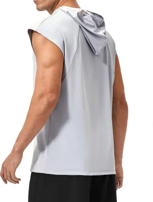 Men's Hooded Tank Tops Summer Sleeveless Workout Gym Hoodies Athletic Bodybuilding Muscle Cut Off Sports T Shirts