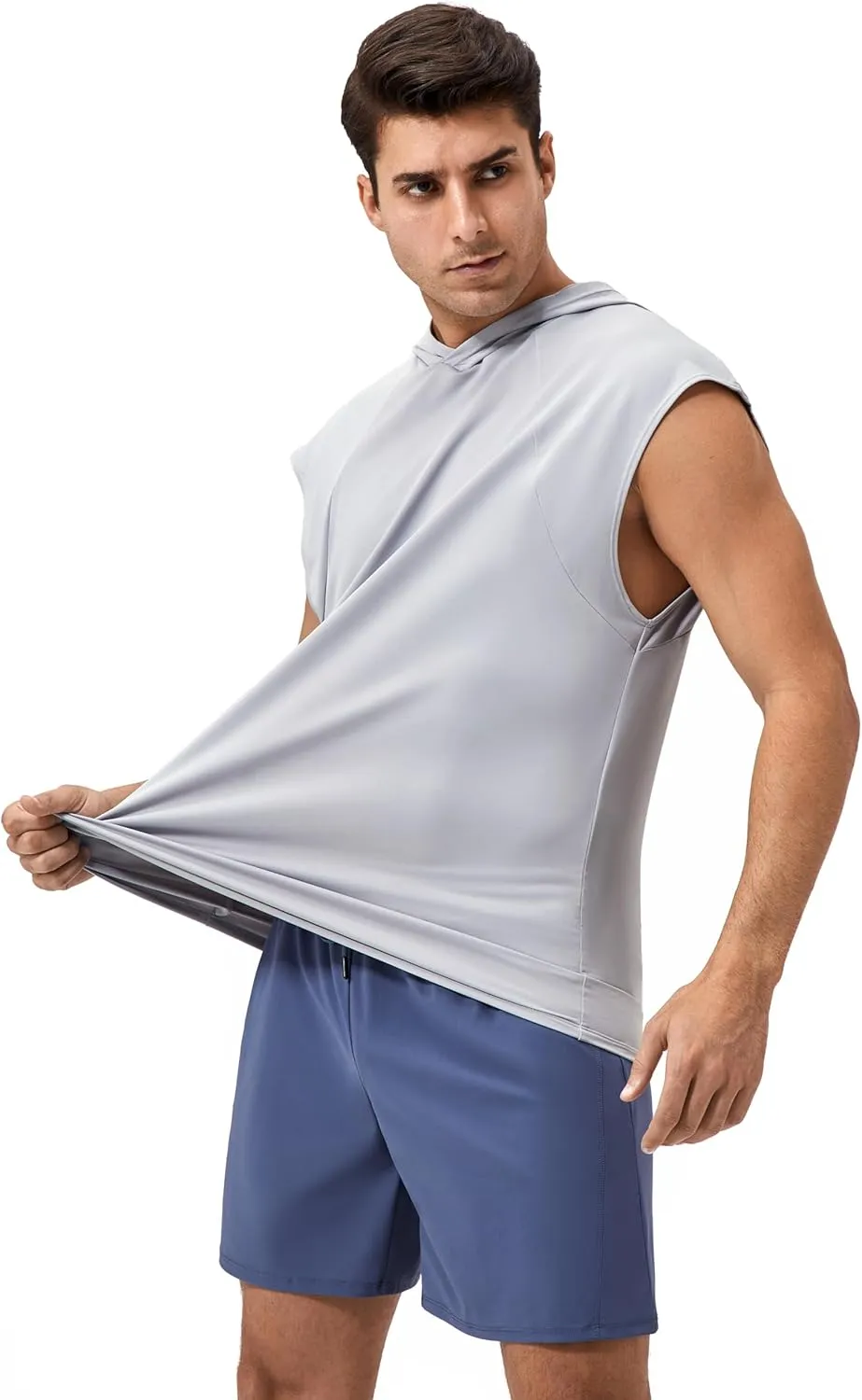 Men's Hooded Tank Tops Summer Sleeveless Workout Gym Hoodies Athletic Bodybuilding Muscle Cut Off Sports T Shirts