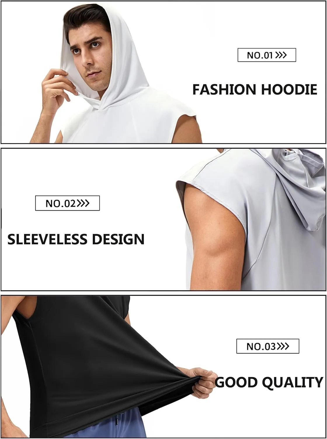 Men's Hooded Tank Tops Summer Sleeveless Workout Gym Hoodies Athletic Bodybuilding Muscle Cut Off Sports T Shirts