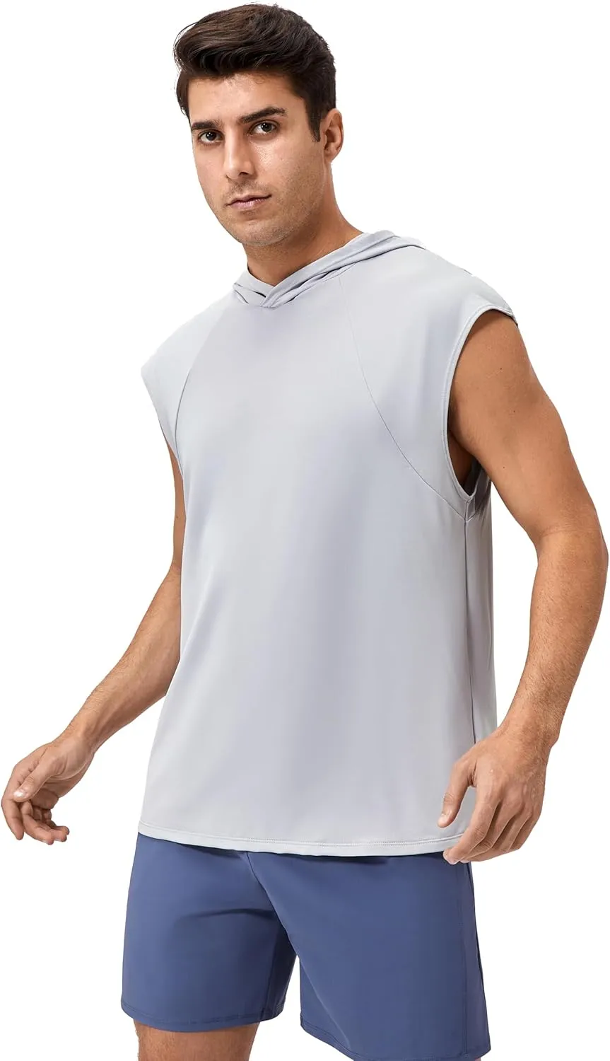 Men's Hooded Tank Tops Summer Sleeveless Workout Gym Hoodies Athletic Bodybuilding Muscle Cut Off Sports T Shirts