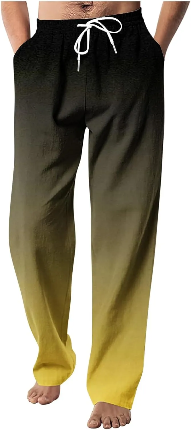 Mens Ombr Gradient Jogger Pants with Drawstring Elastic Relax Casual Sweatpants for Men Side Pockets Lounge Travel