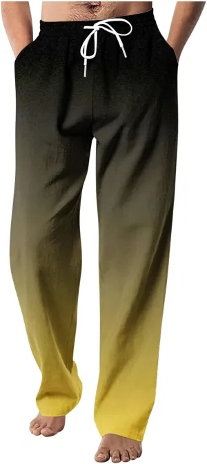 Mens Ombr Gradient Jogger Pants with Drawstring Elastic Relax Casual Sweatpants for Men Side Pockets Lounge Travel