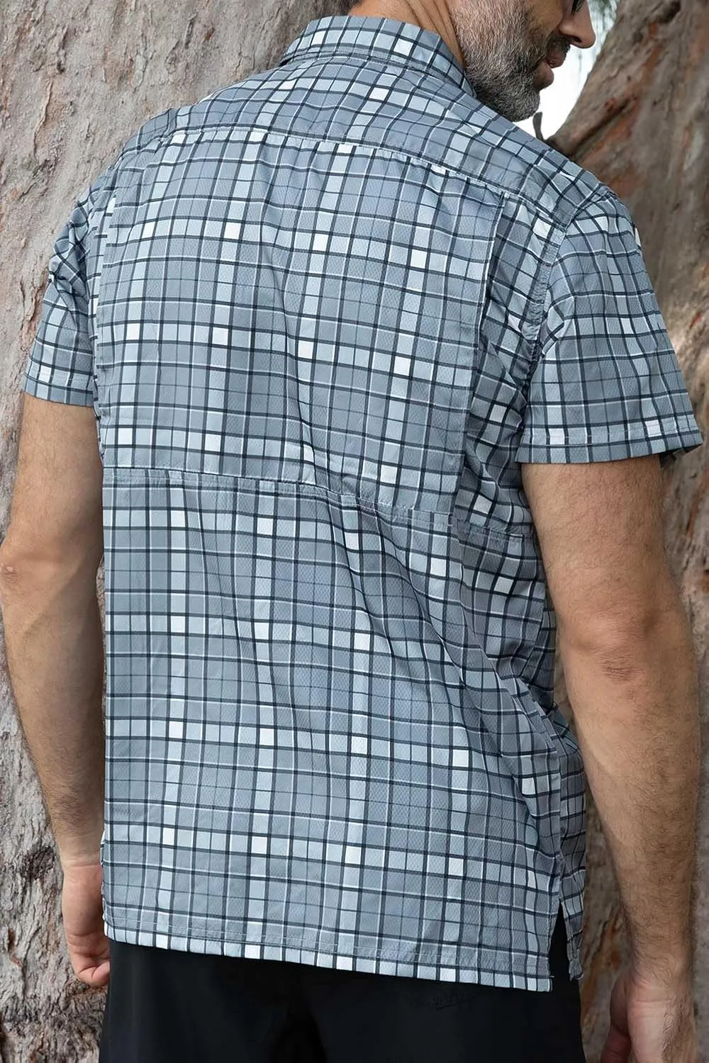 Men's Performance Short Sleeve Button Up Quick Dry Shirt 50  UPF Fishing Shirt