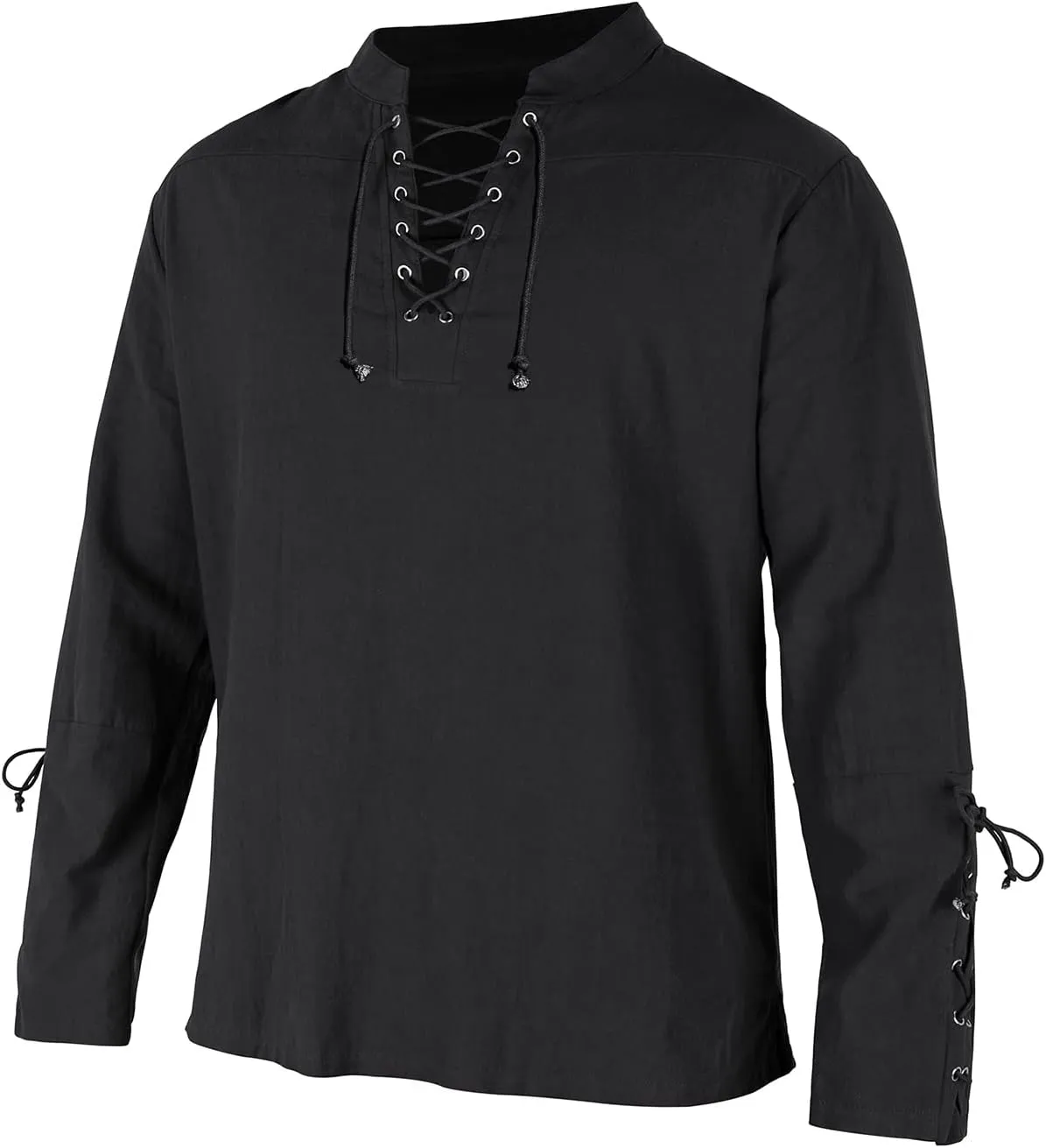 Men's Pirate Shirt Medieval Renaissance Steampunk Retro Long Sleeve Lace up T Shirt Viking Gothic Halloween Costume Top