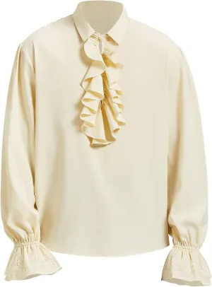 Men's Pirate Shirt Vampire Renaissance Victorian Gothic Ruffle Shirt Medieval Halloween Costume Tops