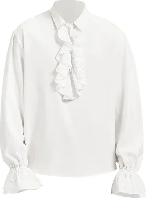 Men's Pirate Shirt Vampire Renaissance Victorian Gothic Ruffle Shirt Medieval Halloween Costume Tops