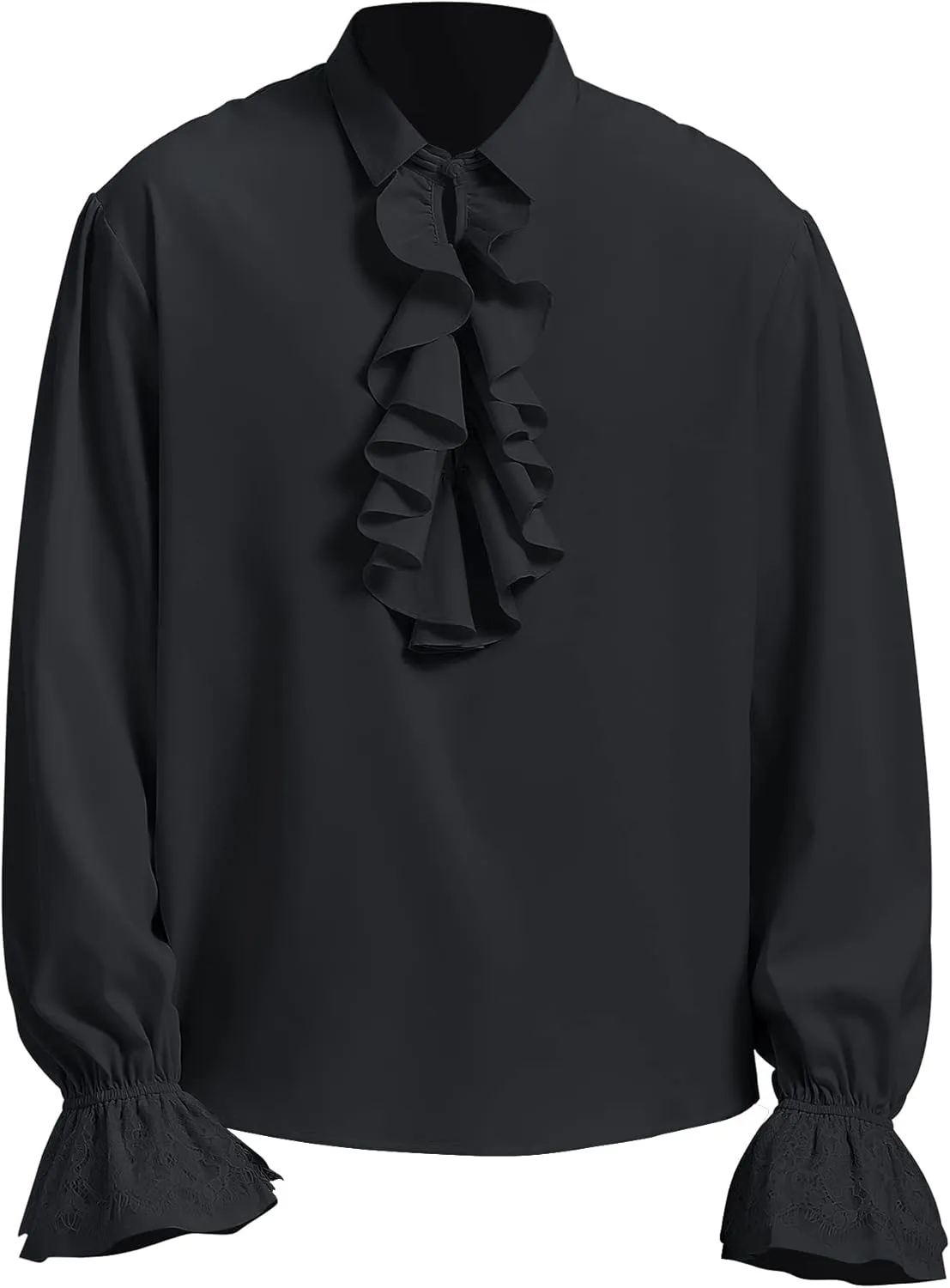 Men's Pirate Shirt Vampire Renaissance Victorian Gothic Ruffle Shirt Medieval Halloween Costume Tops