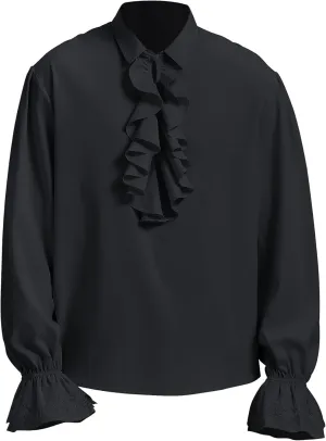 Men's Pirate Shirt Vampire Renaissance Victorian Gothic Ruffle Shirt Medieval Halloween Costume Tops
