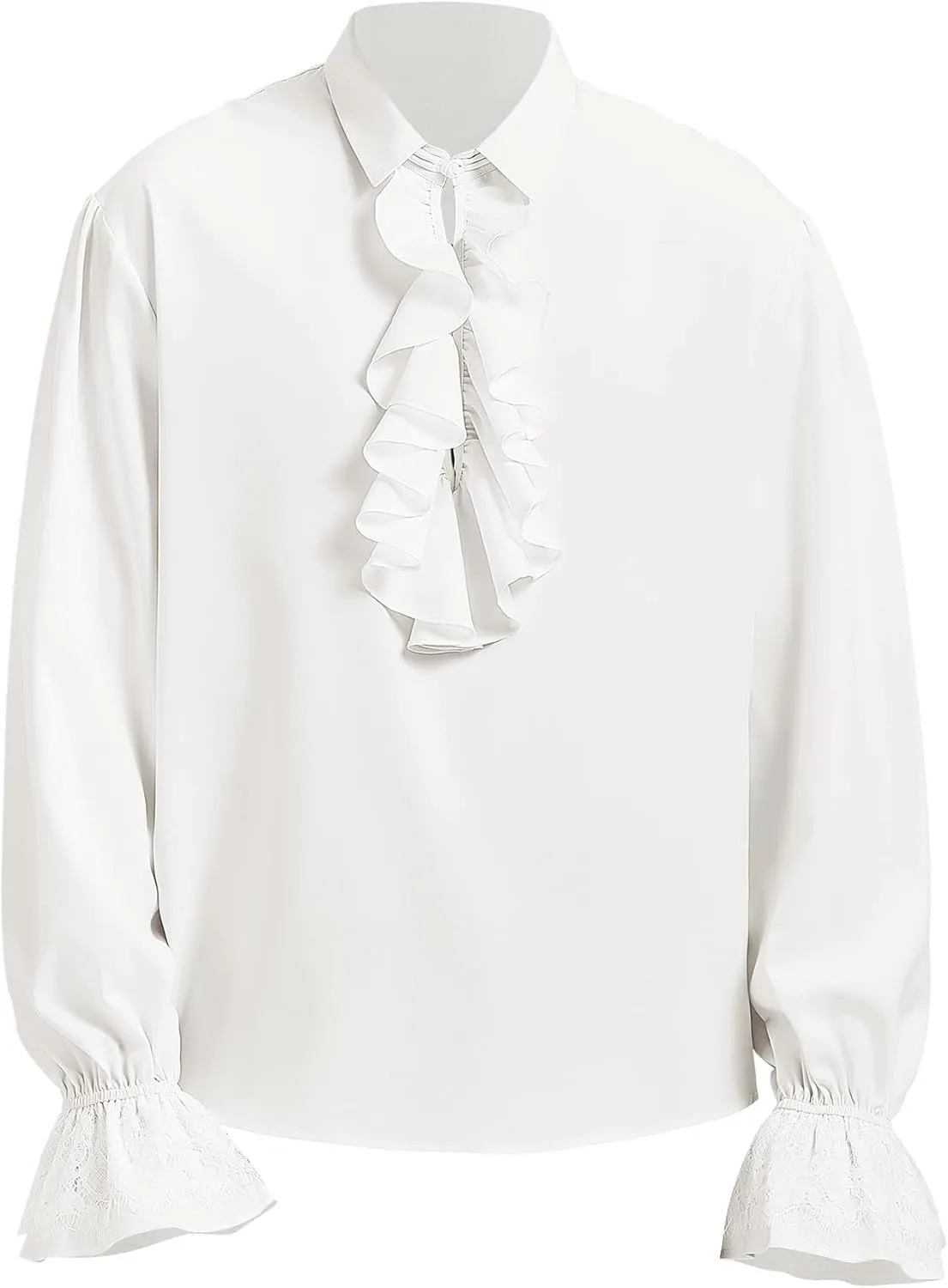 Men's Pirate Shirt Vampire Renaissance Victorian Gothic Ruffle Shirt Medieval Halloween Costume Tops