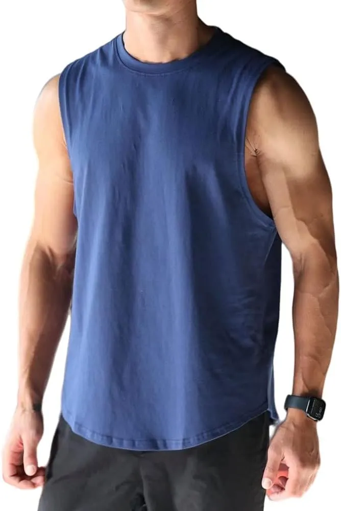 Men's Sleeveless Sports T-Shirt Quick Dry Cotton Muscle Shirt Casual Sports Tank top