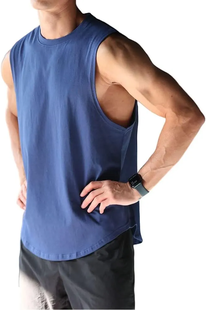 Men's Sleeveless Sports T-Shirt Quick Dry Cotton Muscle Shirt Casual Sports Tank top