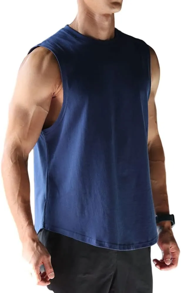 Men's Sleeveless Sports T-Shirt Quick Dry Cotton Muscle Shirt Casual Sports Tank top