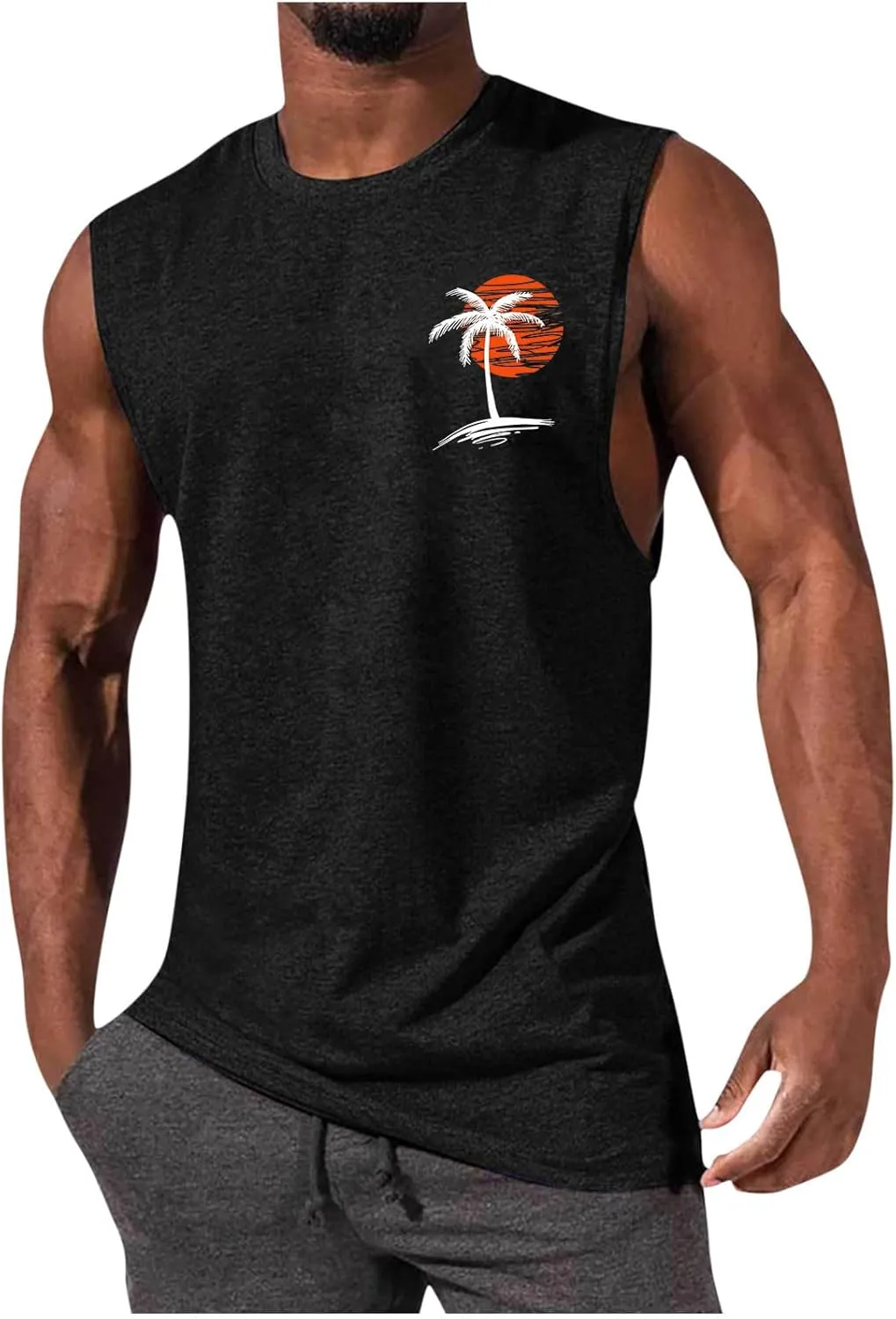 Men's Sleeveless Workout Swim Shirt Quick Dry Athletic Running Gym Muscle Beach Tank Top Cut Off Undershirts Vest