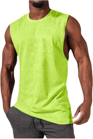 Men's Sleeveless Workout Swim Shirt Quick Dry Athletic Running Gym Muscle Beach Tank Top Cut Off Undershirts Vest