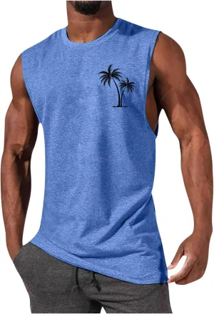Men's Sleeveless Workout Swim Shirt Quick Dry Athletic Running Gym Muscle Beach Tank Top Cut Off Undershirts Vest