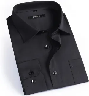 Men's Stretch Wrinkle Resistant Dress Shirt Long Sleeve Button up Business Casual Shirt Regular Fit