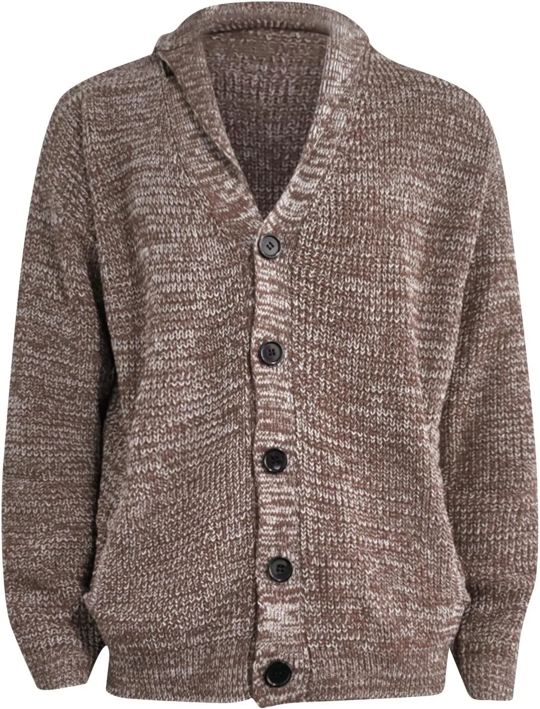 Mens Sweater Cardigan Casual Long Sleeve Shawl Collar Buttons Down Cable Knit Cardigan Sweater, XXL-5XL