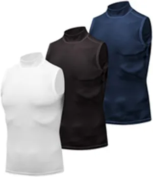 Mens Turtleneck Tank Tops Bodybuilding Compression Shirt Elastic Quick Dry Vest Muscle Fit Shapewear Running Undershirt