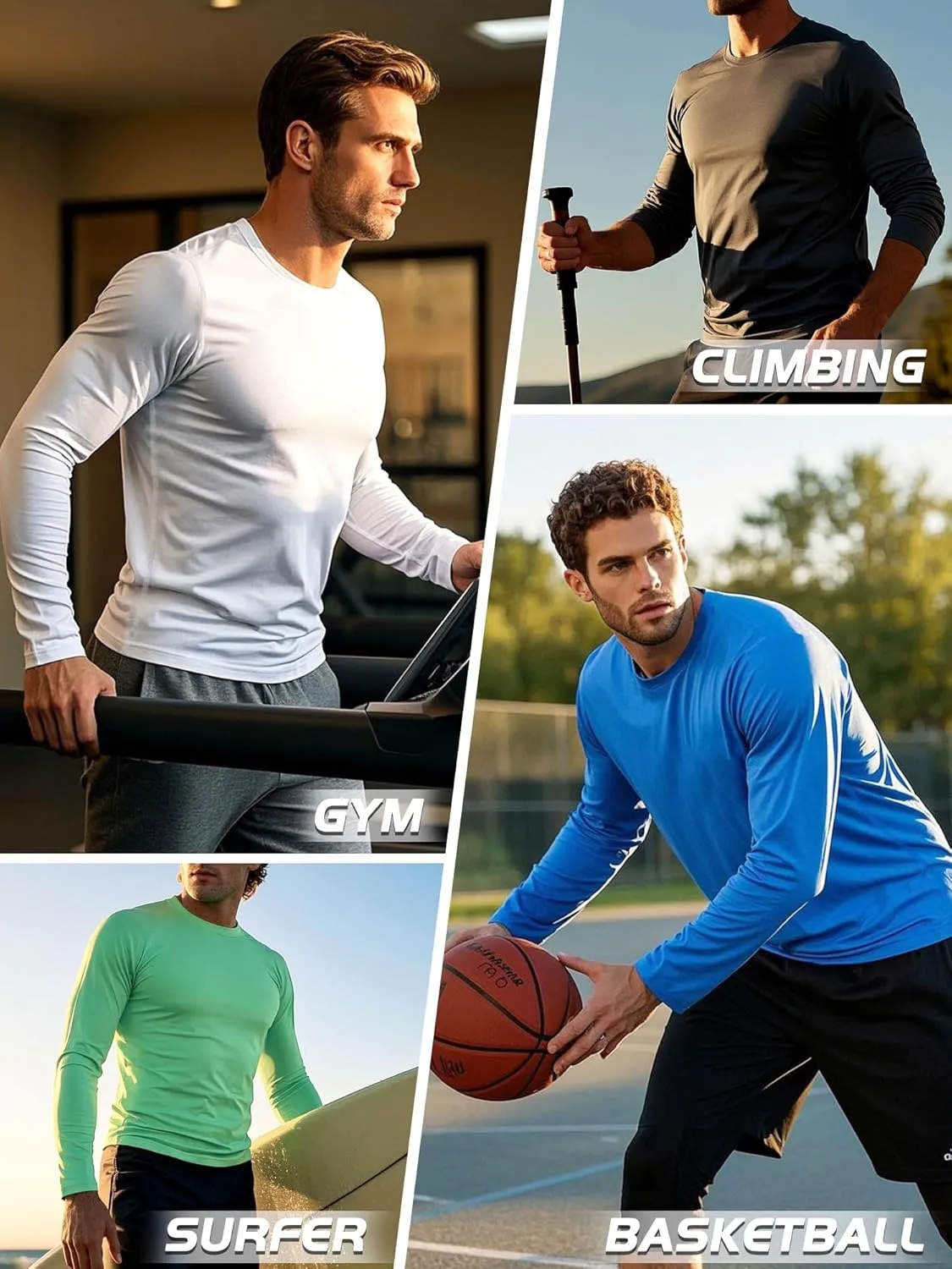 Men's UPF 30  Shirts Long Sleeve T-Shirt Runing Sun Shirt Moisture Wicking Top