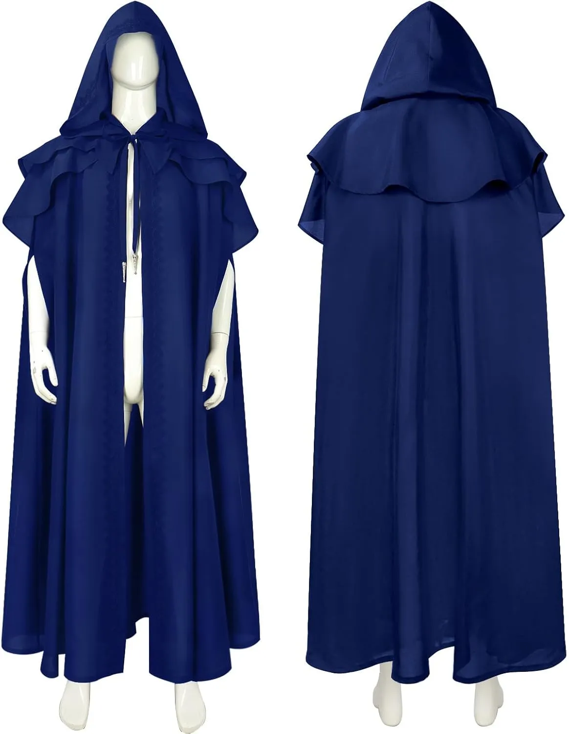 Men'S Vintage Gothic Cape, Medieval Hooded Knight Royal Court Cape, Side Opening Top Halloween Cosplay Costume