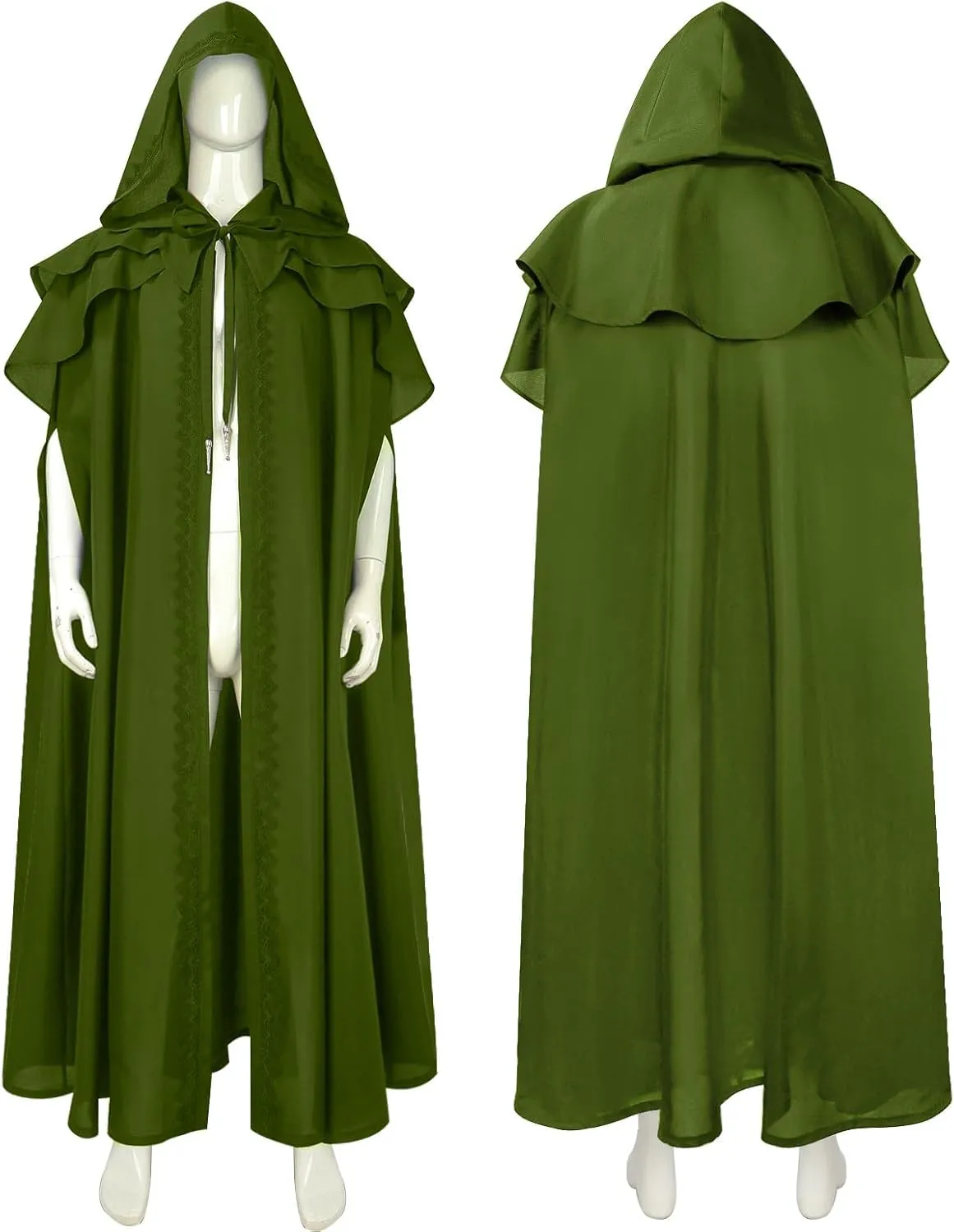 Men'S Vintage Gothic Cape, Medieval Hooded Knight Royal Court Cape, Side Opening Top Halloween Cosplay Costume