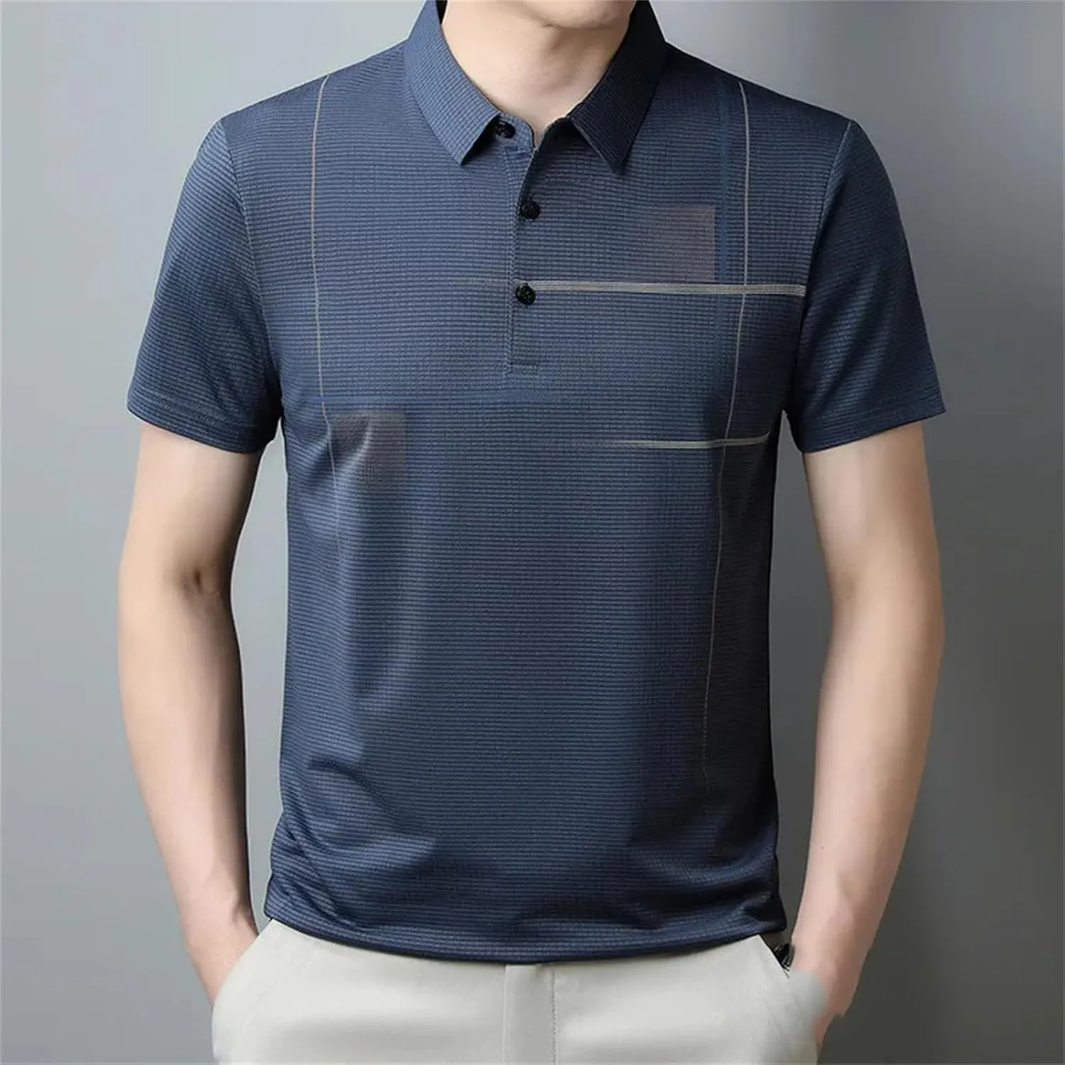 Mnjyihy Man Summer Fashion Polo Shirt Casual Short Sleeve Solid Athletic Quick-Dry Golf Shirt
