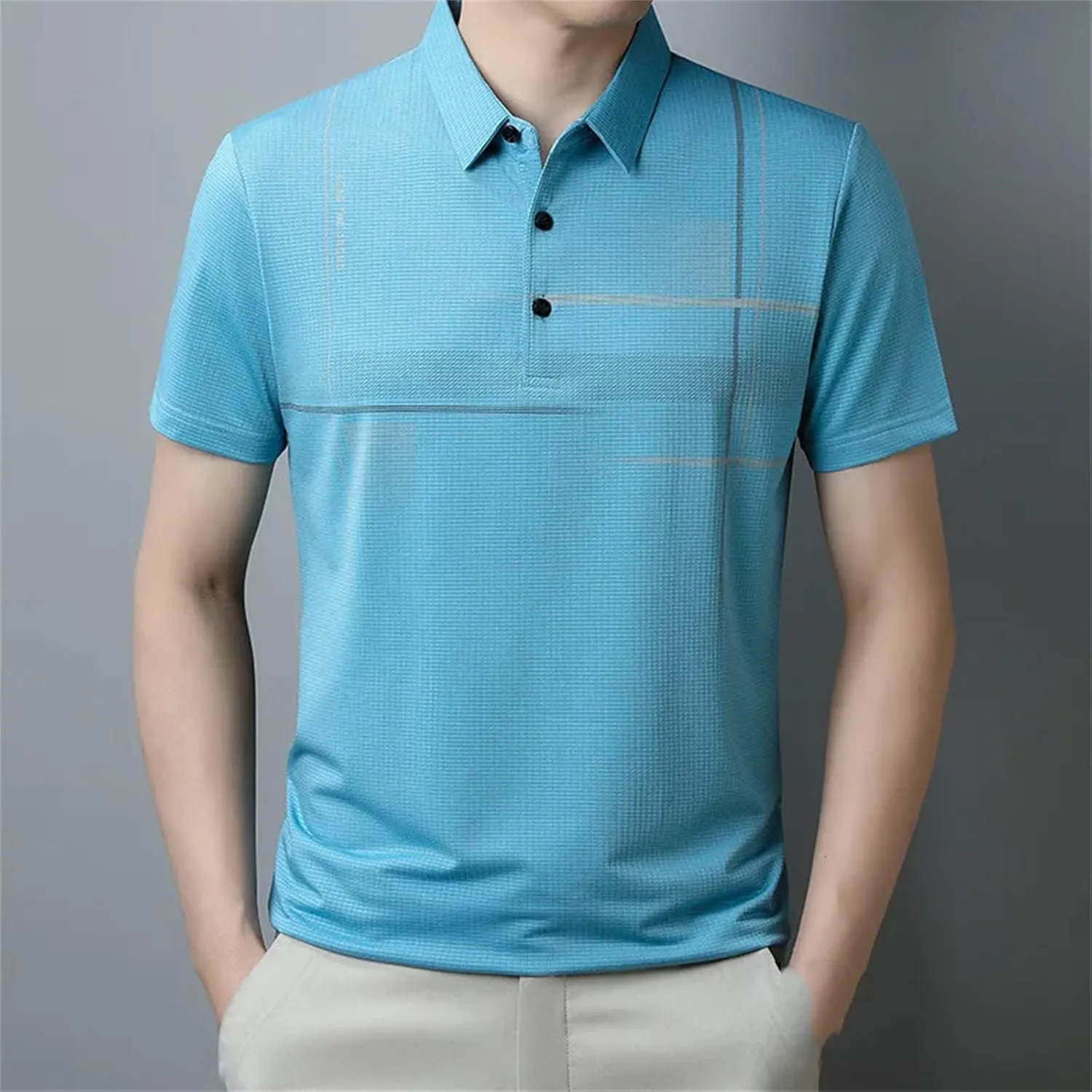 Mnjyihy Man Summer Fashion Polo Shirt Casual Short Sleeve Solid Athletic Quick-Dry Golf Shirt