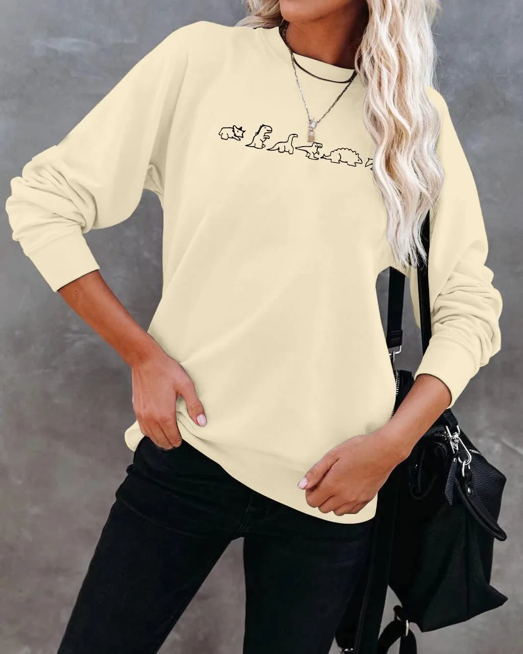 MOUSYA Dinosaur Sweatshirt Women Dinosaur Evolution Sweatshirt Jurassic Animal Shirt Mama Graphic Print Long Sleeve Shirt