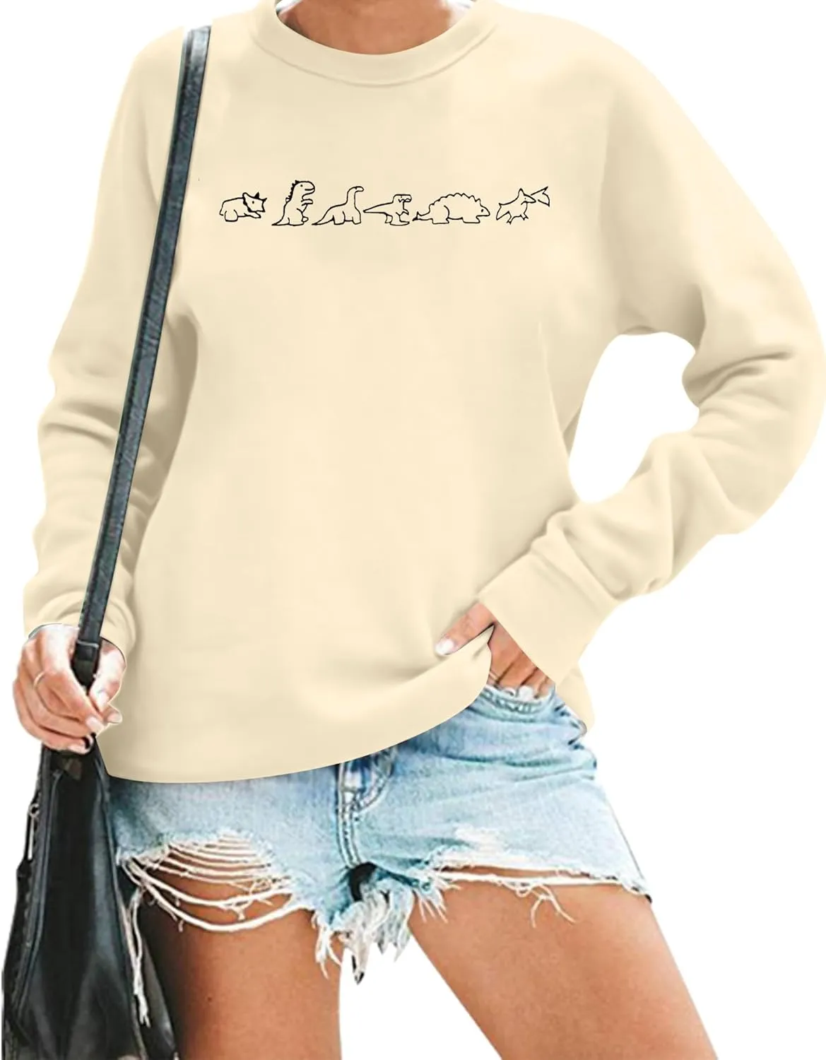 MOUSYA Dinosaur Sweatshirt Women Dinosaur Evolution Sweatshirt Jurassic Animal Shirt Mama Graphic Print Long Sleeve Shirt