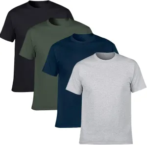 NewDenBer Men's Classic Basic Solid Crew Neck Soft Cotton T-Shirt 4 Pack