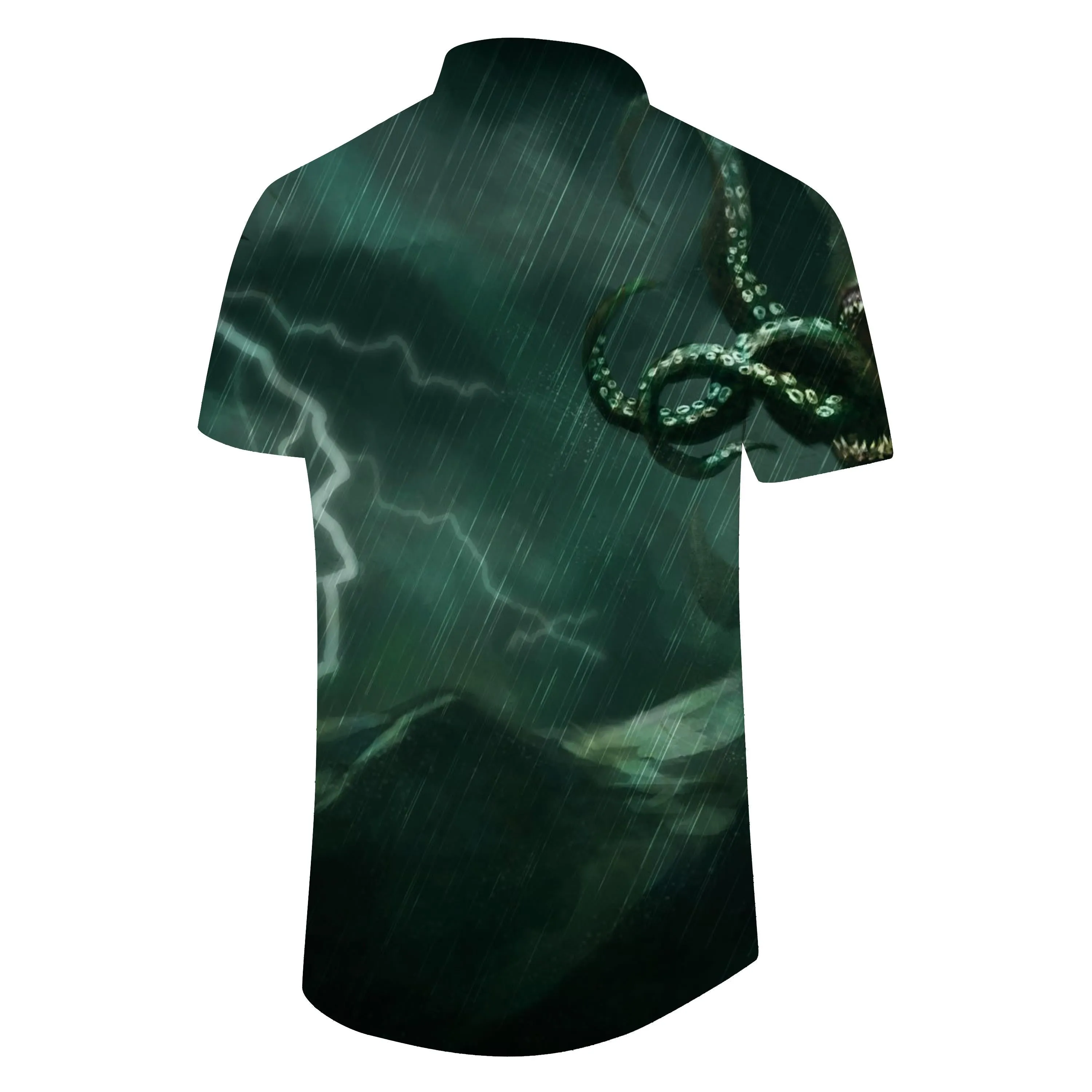 Ocean octopus tentacles men's Hawaiian button shirt beach casual tops soft and comfortable light printed shirt popular four seasons home seaside