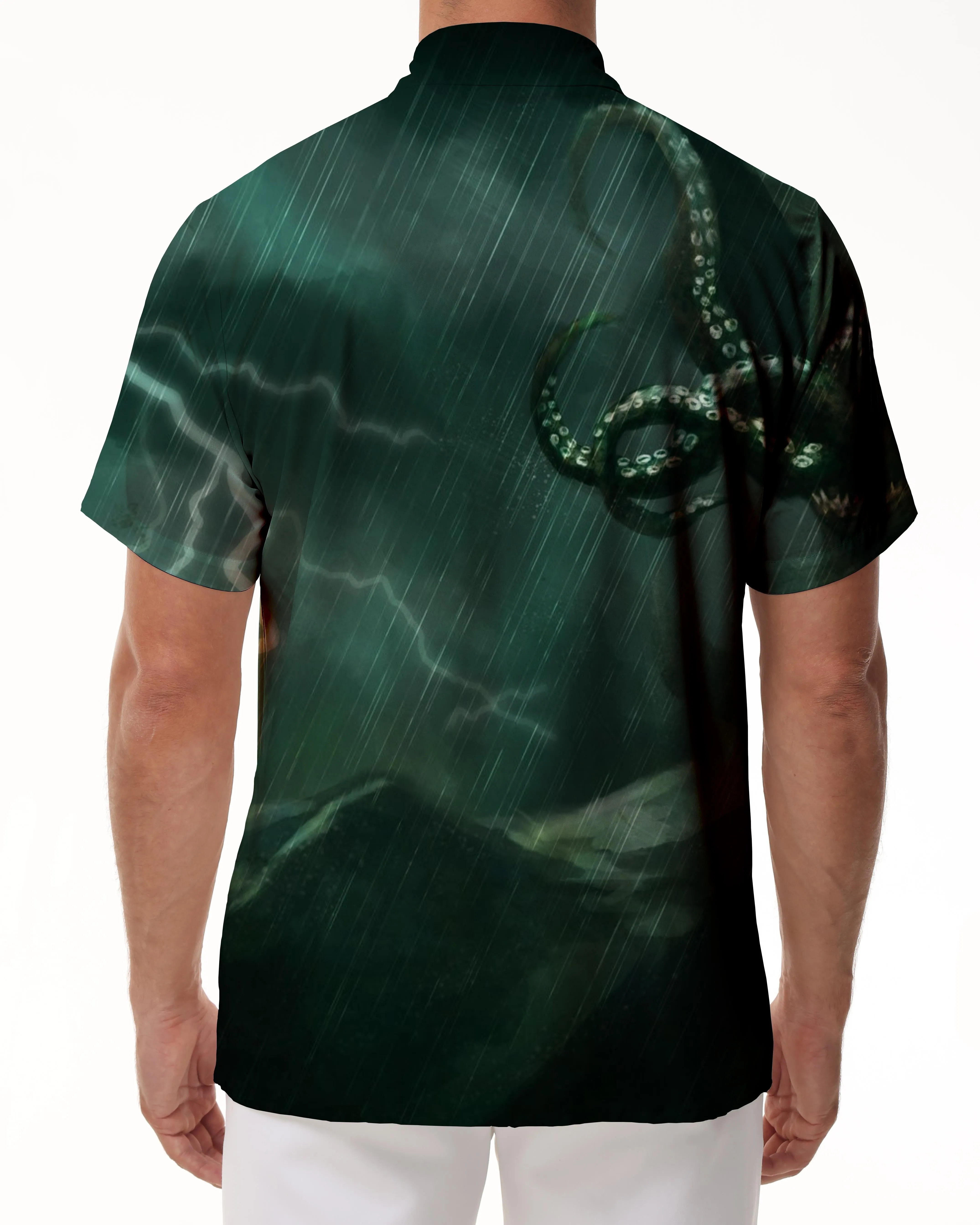 Ocean octopus tentacles men's Hawaiian button shirt beach casual tops soft and comfortable light printed shirt popular four seasons home seaside