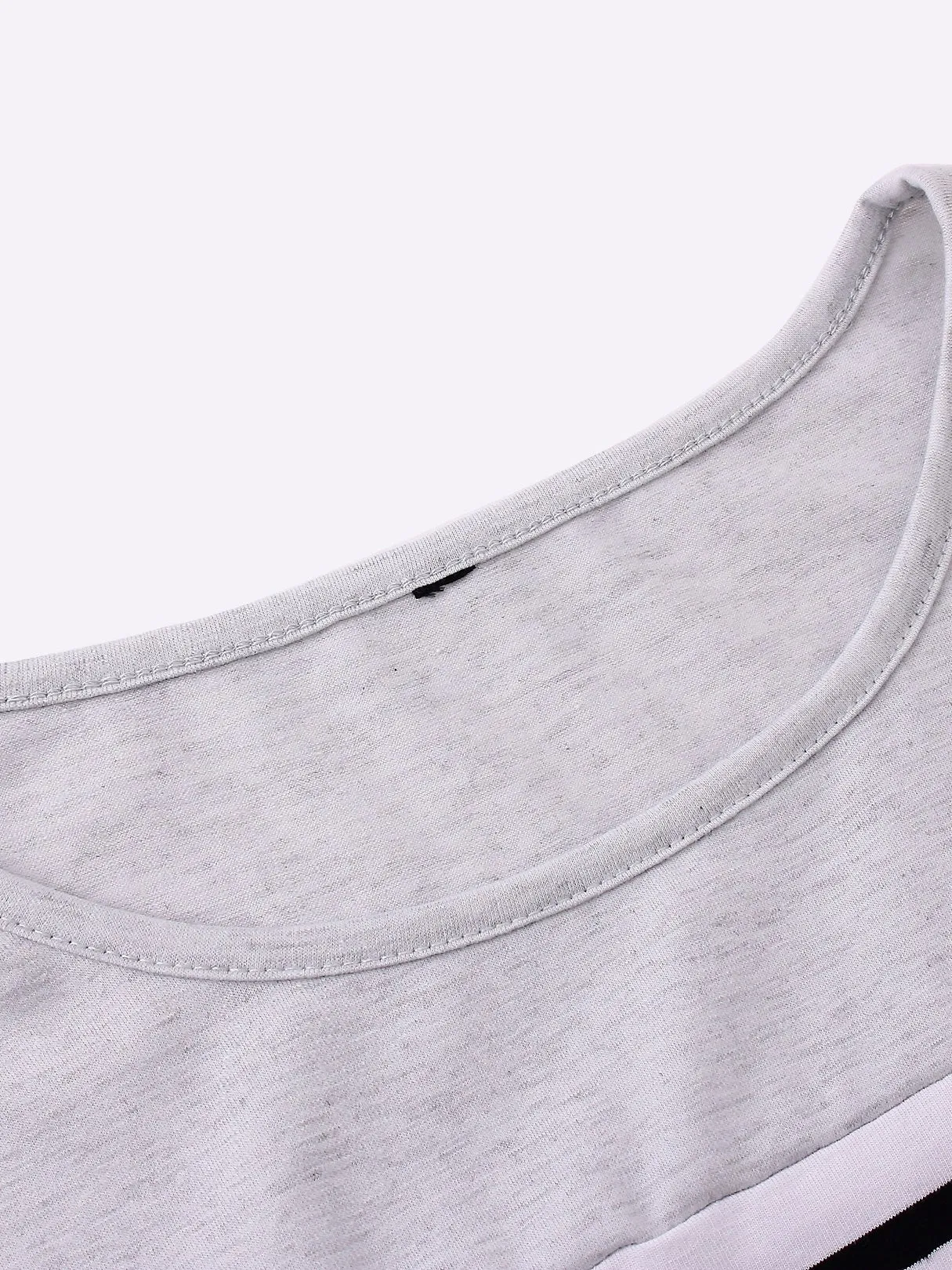 OEM ODM Round Neck Stripe Lace Short Sleeve Grey T-Shirts