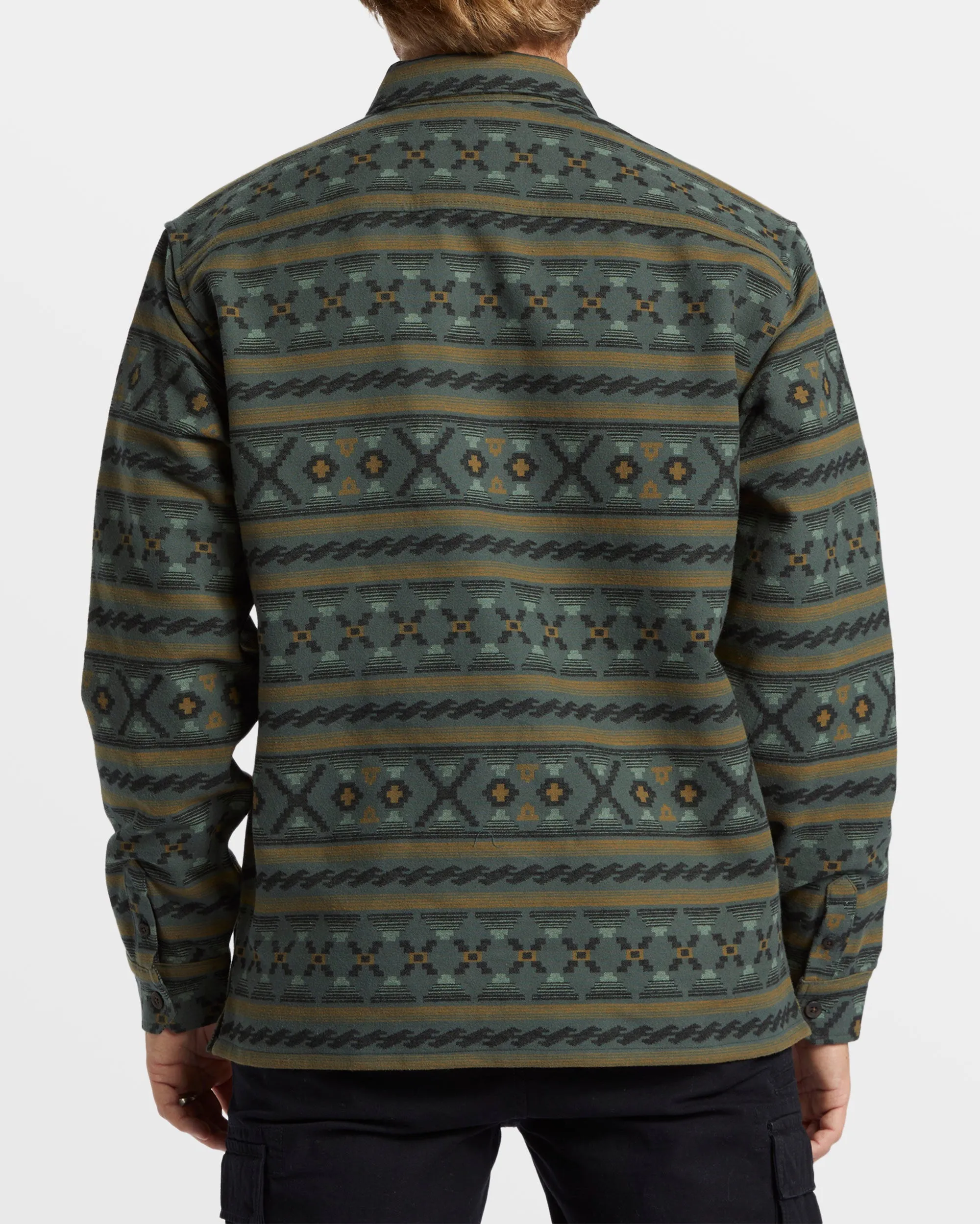 Offshore Jacquard Flannel Long Sleeve Shirt - Slate Green