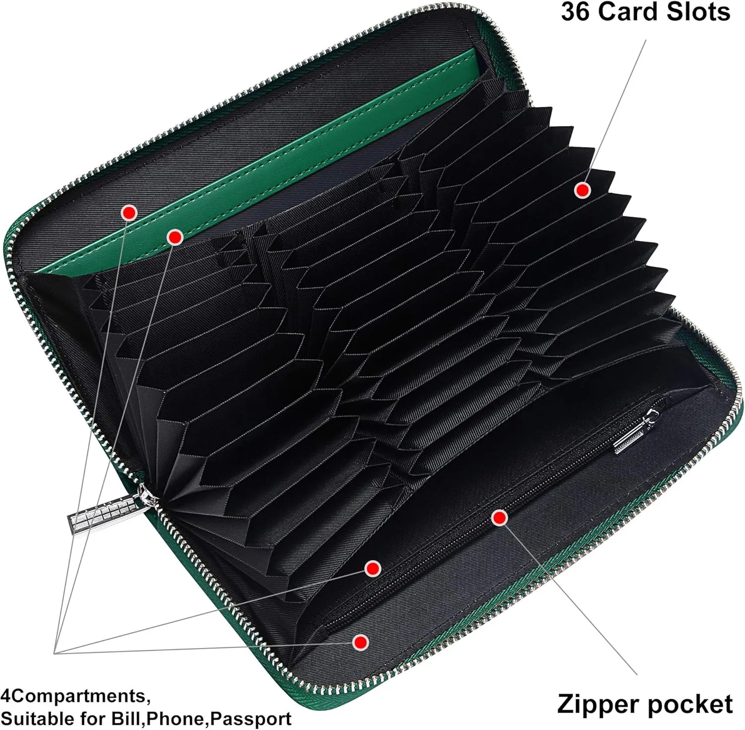 OIDERY Women Large Capacity Credit Card Wallet RFID Blocking with Removable Wristlet