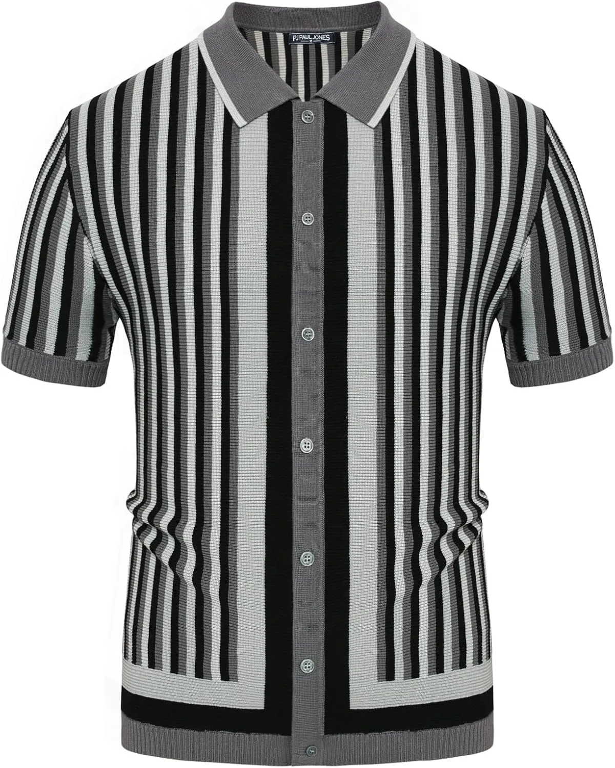 PJ PAUL JONES Men's Polo Shirts Retro Knit Shirt Vintage Striped Shirt