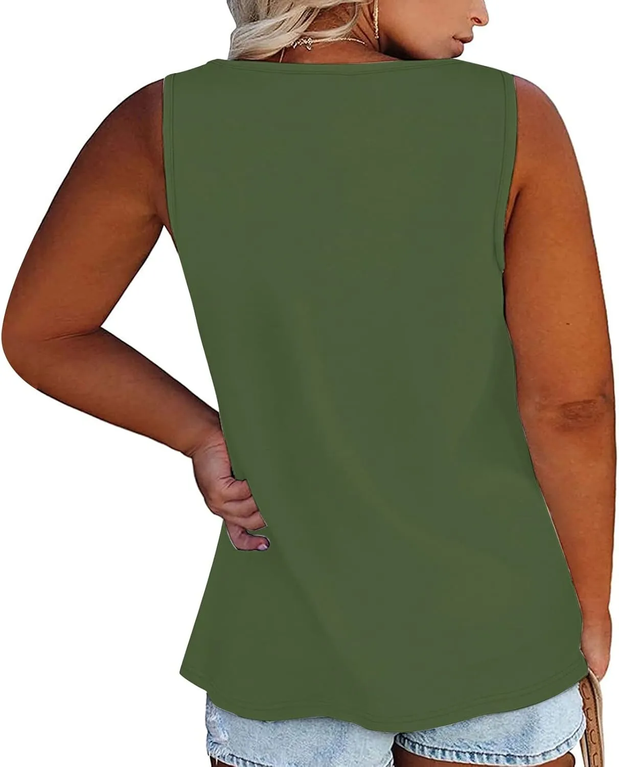 Plus Size Button Front Camisole Top Women's Sleeveless Casual Summer Relaxed Fit Layered Tank Shirt Vest