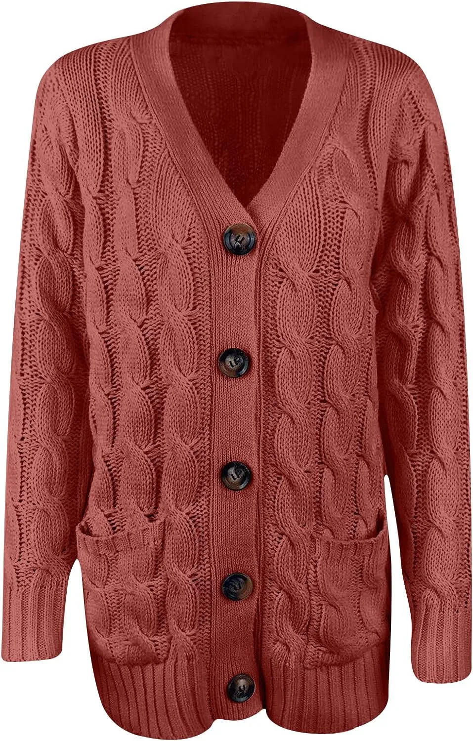 Plus Size Cardigan for Women Open Front Button Down Cable Knit Cardigan Sweaters Casual Long Sleeve Cardigans Coats
