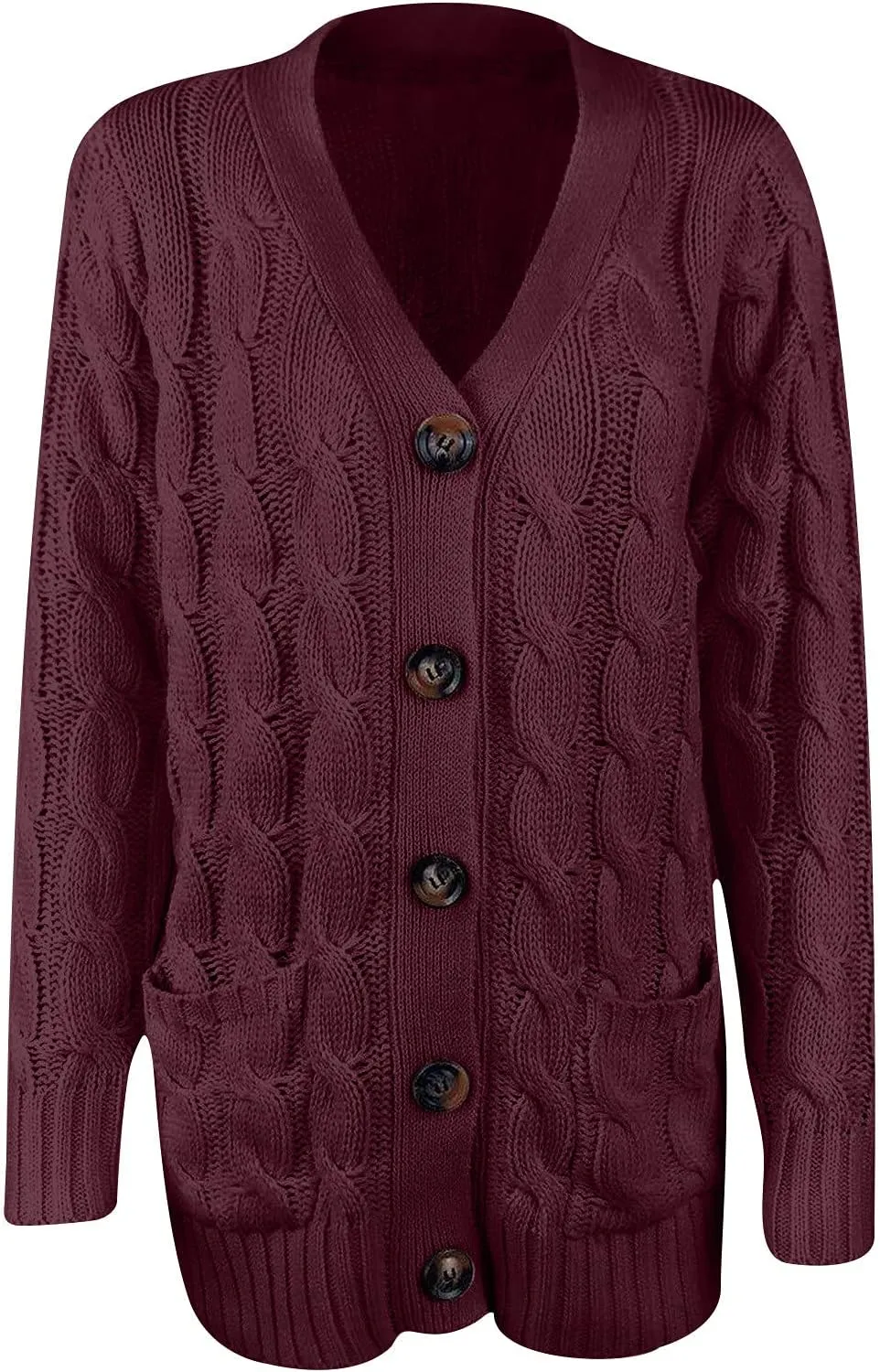 Plus Size Cardigan for Women Open Front Button Down Cable Knit Cardigan Sweaters Casual Long Sleeve Cardigans Coats