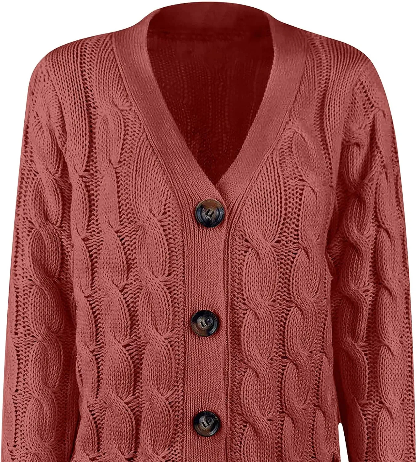 Plus Size Cardigan for Women Open Front Button Down Cable Knit Cardigan Sweaters Casual Long Sleeve Cardigans Coats