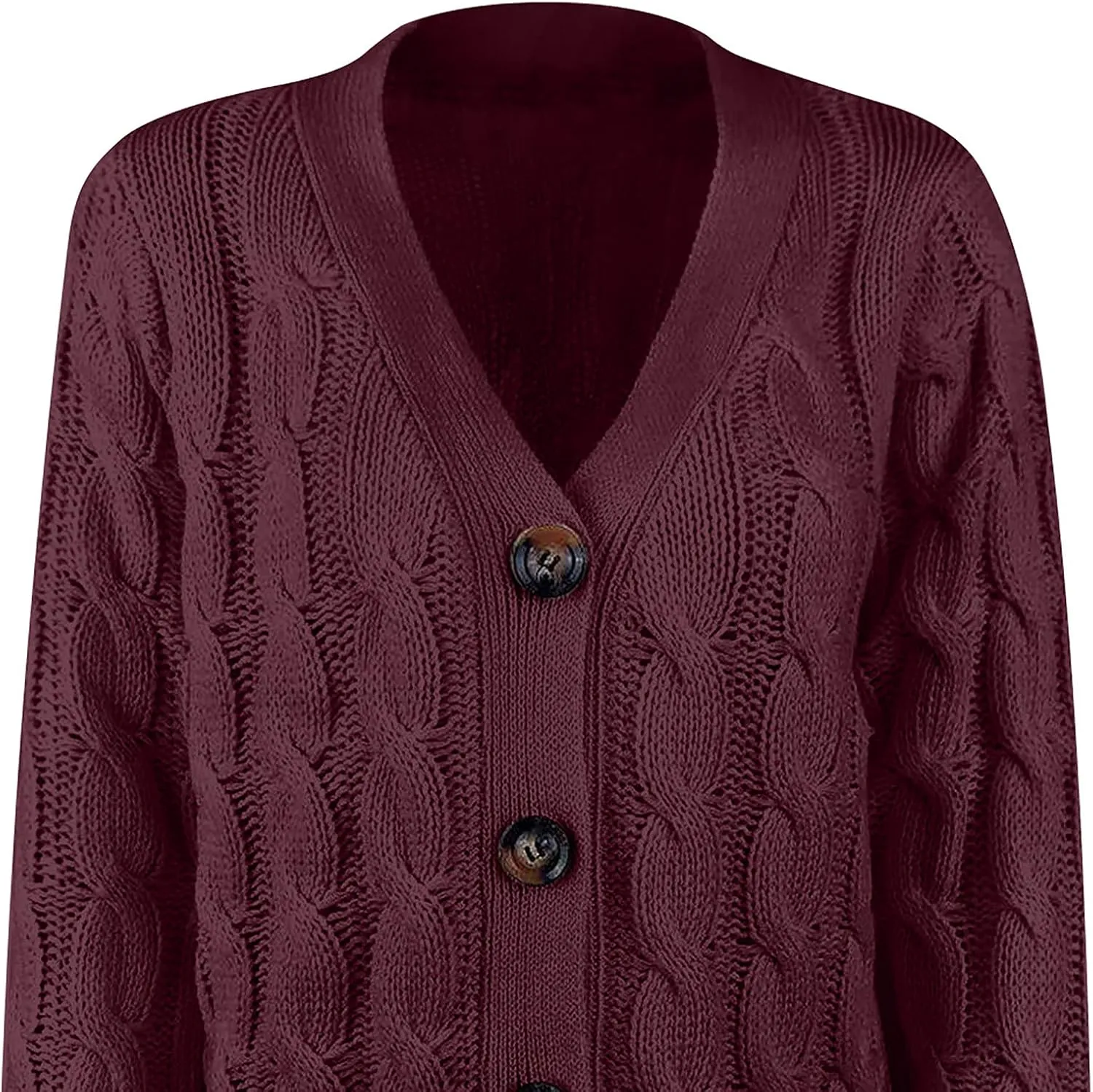 Plus Size Cardigan for Women Open Front Button Down Cable Knit Cardigan Sweaters Casual Long Sleeve Cardigans Coats