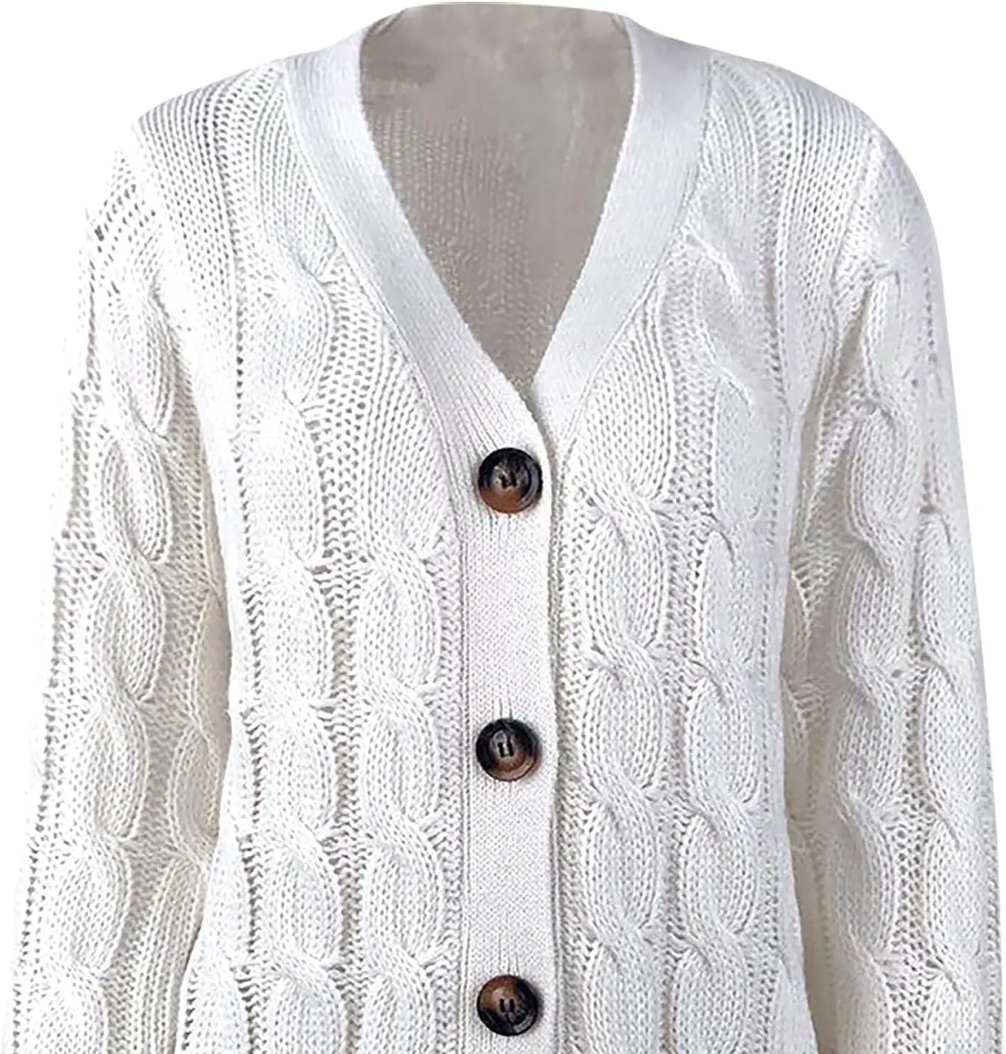 Plus Size Cardigan for Women Open Front Button Down Cable Knit Cardigan Sweaters Casual Long Sleeve Cardigans Coats