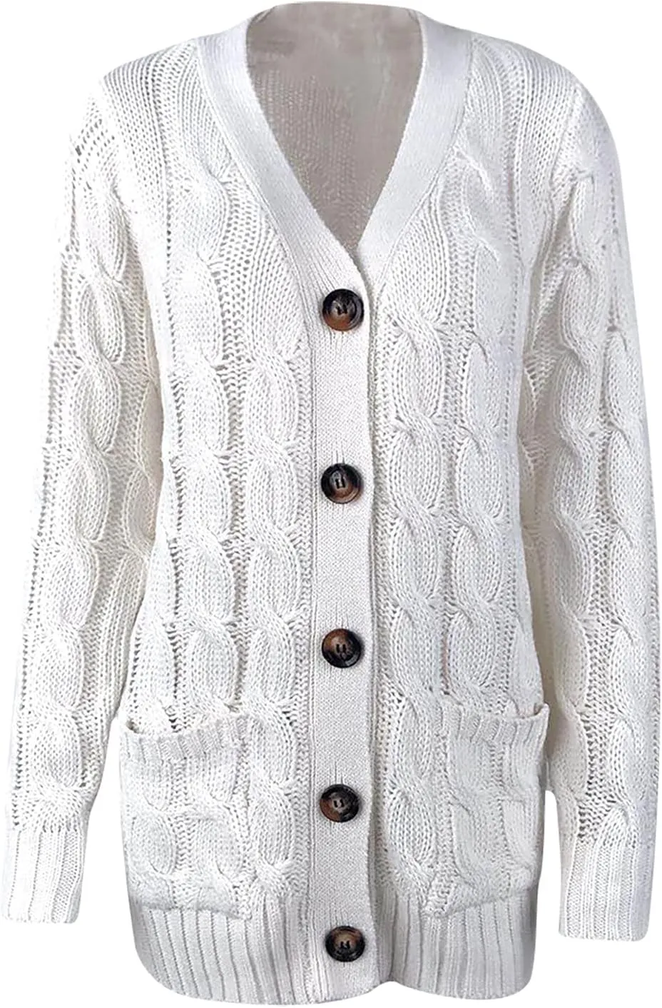 Plus Size Cardigan for Women Open Front Button Down Cable Knit Cardigan Sweaters Casual Long Sleeve Cardigans Coats