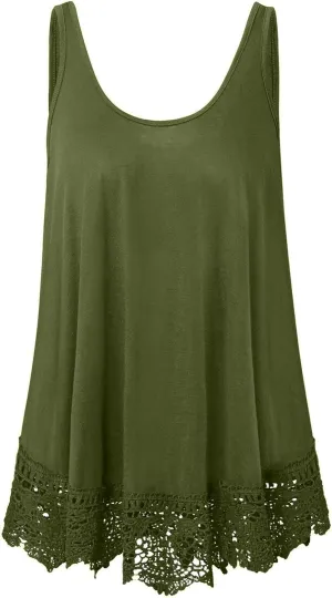 Plus Size Swing Lace Flowy Tank Top for Women