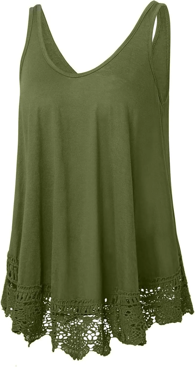 Plus Size Swing Lace Flowy Tank Top for Women