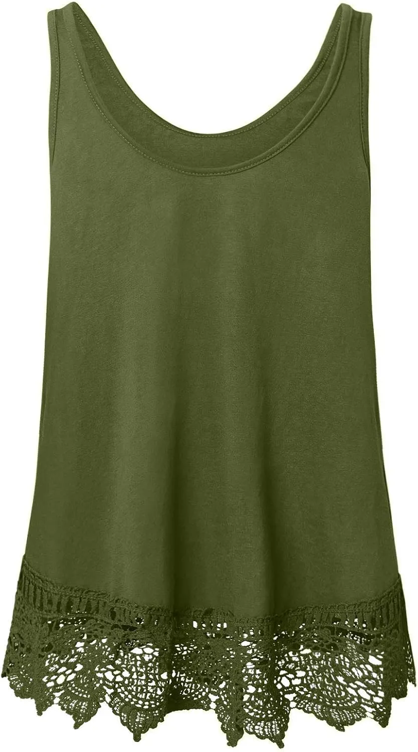 Plus Size Swing Lace Flowy Tank Top for Women