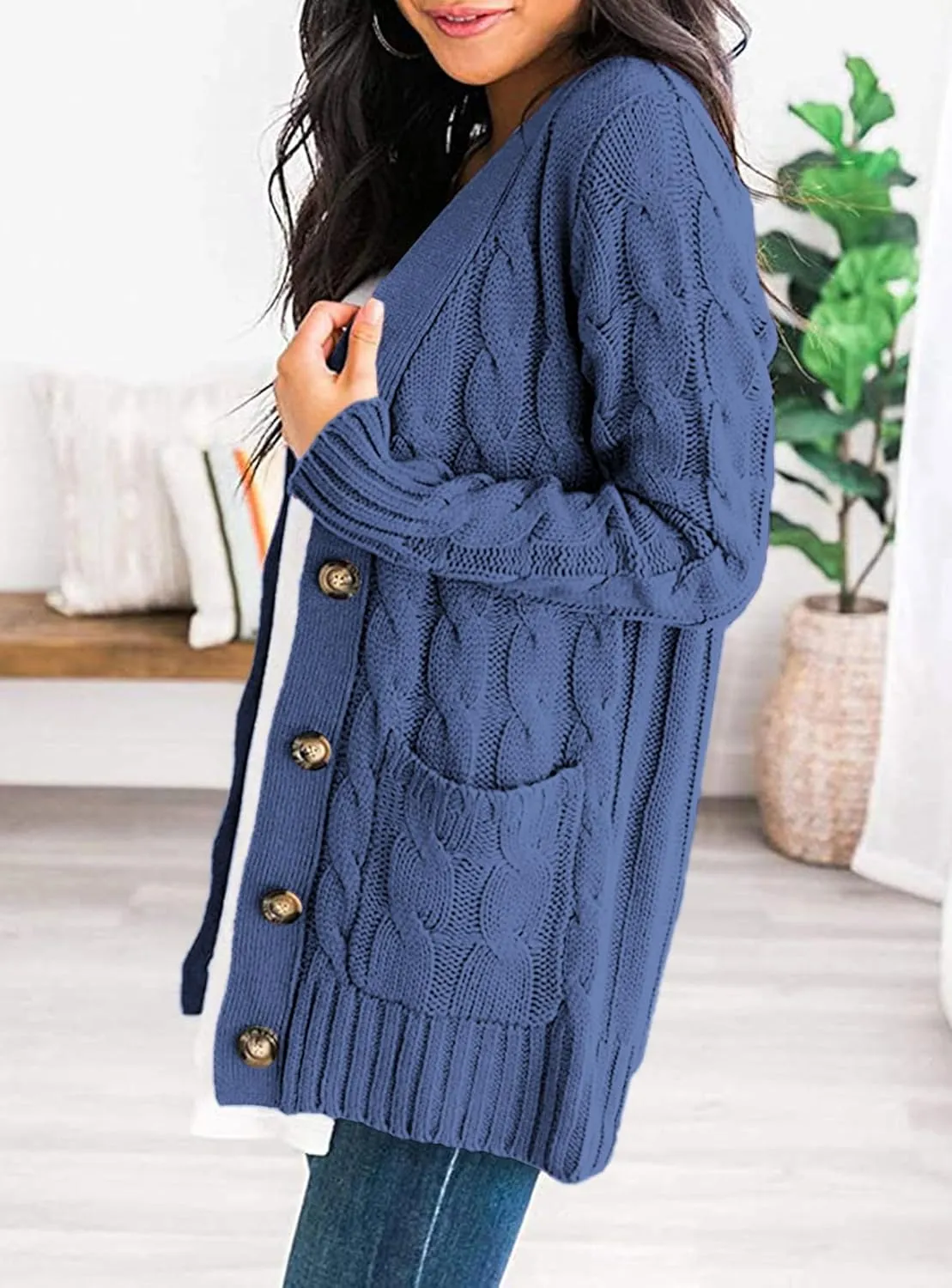 PRETTYGARDEN Women's Open Front Cardigan Sweaters Fall Fashion Button Down Cable Knit Chunky Winter Outerwear Coats