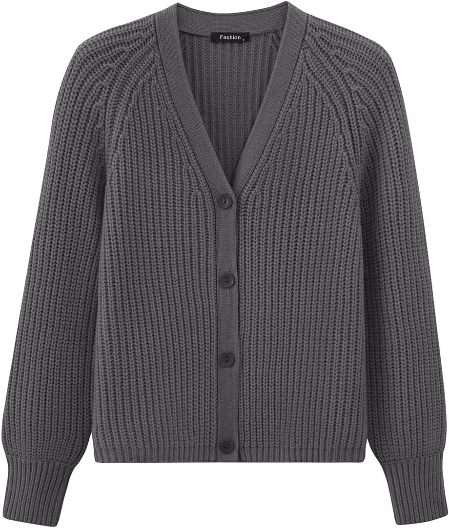 PRETTYGARDEN Womens Sweaters 2025 Long Sleeve Open Front Chunky Cardigan Sweaters for Women Dressy Short Cardigans